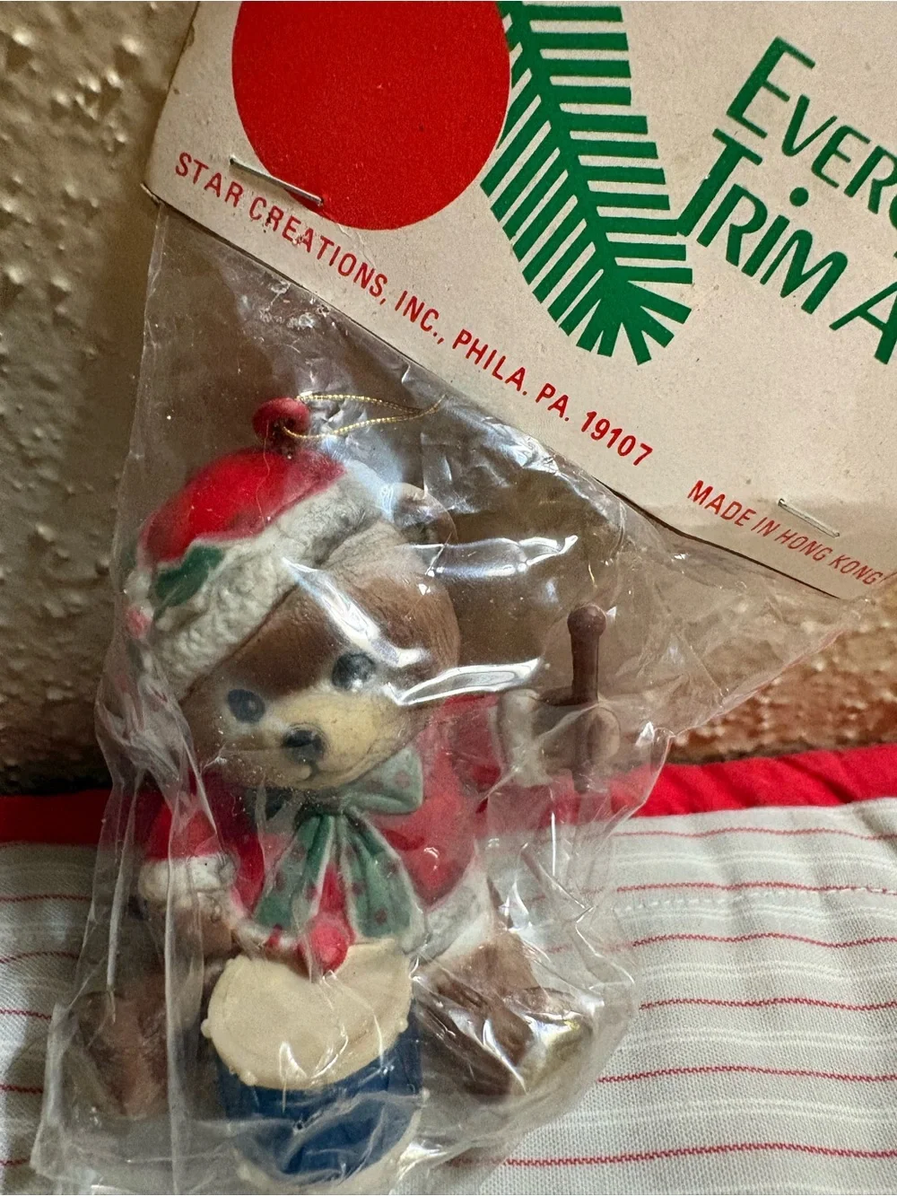 Vintage Star Creations Brown and Red Holiday Small Pet Figurine from Hong Kong